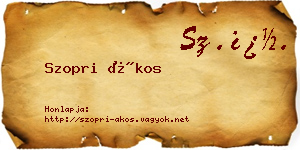 Szopri Ákos névjegykártya